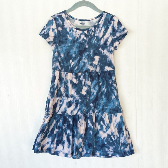 OLD NAVY girls blue tie-dye tiered ruffle dress - Picture 5 of 8